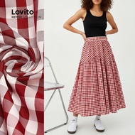 Lovito Refine) Casual Skirts Preppy Style Pleated Spring/summer Red Skirts for Women LR18E048  Rok K