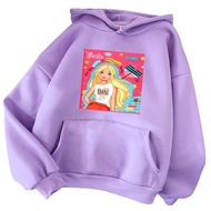 sweater hoodie anak perempuan gambar barbie jaket usia 6-14 tahun