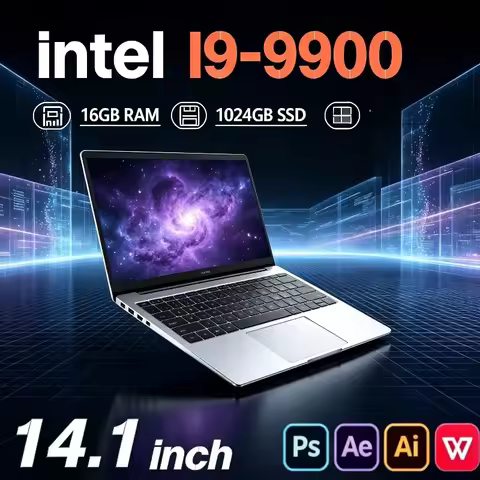 New 2026 Portable 14.1 Inch Notebook Intel Core i9 9900, 1TB/2TB SSD, 16GB DDR4, for Office Gaming (