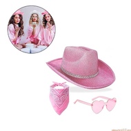 sweetyvi12 Fashion Cowgirl Hat Halloween Party Costume Sunglasses Scarf Set Dress Up Outfit