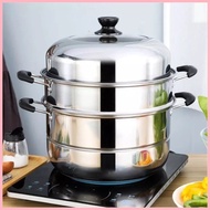 【Hot】  Stainless Steel Steamer Cookware Multi-functional Three Layers For Siomai, Siopao Steamer