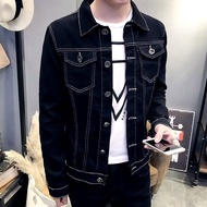 Stok Sedia-Jaket Jeans Suit Hip Hop Denim Men S New Slim Fit Black/*#Ready Stock-Jacket Jeans Suit H