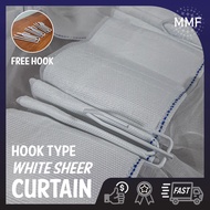 [Solid White Transparent] DAY Sheer Curtain, Sheer jarang murah sheer putih  FREE (Hook) Type, Window Curtain, Sliding Door, Room Door [Ready Stock]