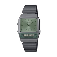 Casio Vintage Style Analog-Digital Dual Time Grey Ion Plated Stainless Steel Band Watch AQ800ECGG-3A