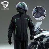 EAGLADE Raincoat for Motorcycle Men Waterproof+Shoe Cover Scratch Resistant Breathable B049 in Black