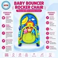 Pliko Baby Bouncer Rocker Chair Multifunctional Baby Swing Chair with Hanging Toys 0+ Months