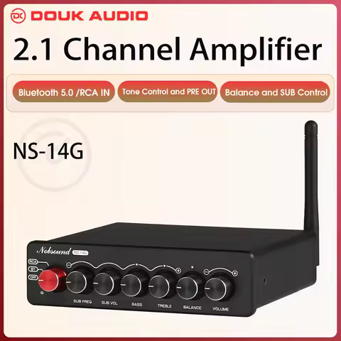 Douk Audio NS-14G HiFi 2.1 Channel Bluetooth TPA3116 Digital Amplifier Stereo Receiver Desktop Audio