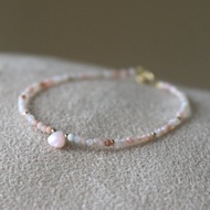 手鍊 粉紅澳寶 天然石 - 安心 -