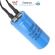 CHAMPIONO Motor Start Capacitor, 50/60Hz 50uF CD60 Run Capacitor, Durable 250V AC Wire Lead Capacito
