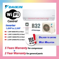 (West Msia) Inverter DAIKIN 1.0HP 1.5HP 2.0HP 2.5HP Inverter WIFI Air Conditioner Aircond Murah Wall  Smarto 5 star