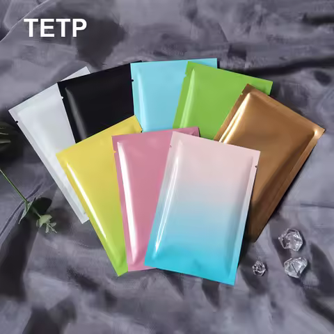 TETP 100Pcs Small Colored Aluminium Film Top Open Bag Heat Seal Powder Candy Tea Liquid Packaging St