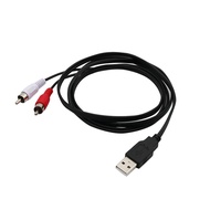 1.5M Usb A Male To 2X Rca Phono Male Av Cable Lead Pc Tv Aux Audio Video Adapter
