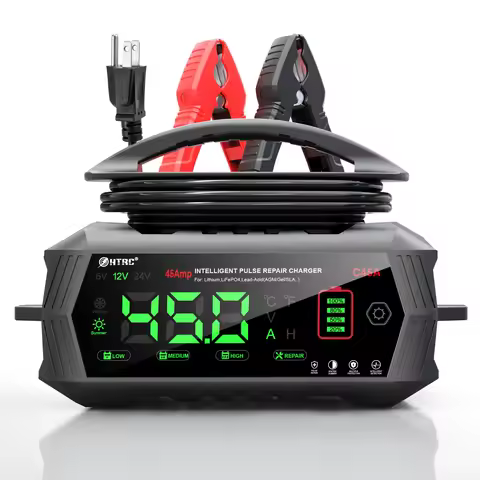 HTRC 35A/45A 6V/12V/24V LiFePO4 Car Battery Charger for Lithium AGM GEL Lead-Acid Battery Charger fo