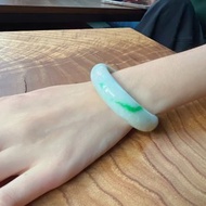 正陽綠白底青翡翠平安鐲手鐲 | 18圍 | 天然緬甸玉翡翠A貨 | 送禮