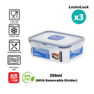 [SG Stock] [Bundle of 3] LocknLock PP Microwave Airtight Stackable Classic Food Container with Removable Divider 350ML