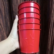 Used 9cm IKEA Star Red metal plant pot Christmas