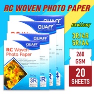 Quaff Rc Woven Photo Paper A4 / 5R / 4R / 3R 260Gsm 20Sheets