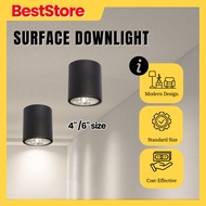 MODRERNSurface Mounted Downlight 4" 6" 8" E27 Holder Milo Tin Light Round/Square Ceiling Lamp Black/