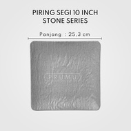 PRUMU Melamine Stone Piring Kotak 10 inch - Piring Saji - Piring Cafe - Piring Hotel - Piring Restor