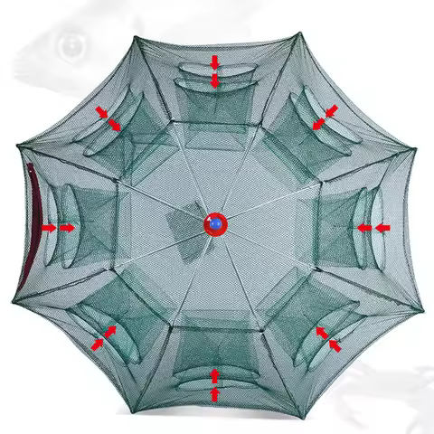 4-28 Holes Foldable Automatic Fishing Net Portable Catch Trap Mesh for Fish Shrimp Minnow Crab Cast 