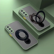 Đối với Galaxy S24 FE M35 M55 5g chủ đứng Bìa trường hợp chống sốc MagSafe từ chủ vỏ da đối với Sams