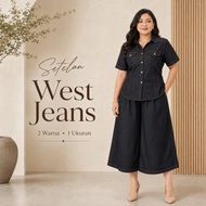 Beautiful Super Luxurious West Jeans Set REALPICTWanita Premium Thick Jeans Material 55696 - EC58