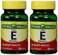 Spring Valley Vitamin E 400 IU, 100 Softgels (Pack of 2)