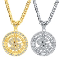 san* Dollar Sign Necklaces Money Chain 80 90s Hip Hop Rotatable Dollar Necklace Big Gold Chain Rappe