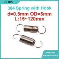 304 stainless steel Tension spring/spring d=0.5mm,OD5/6mm,L=15~120mm tension springs with hooks,appl