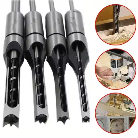 1set 6/8/12.5mm HSS Square Hole Drill Bit Auger Bit Steel Mortising Drilling Craving Woodworking Too
