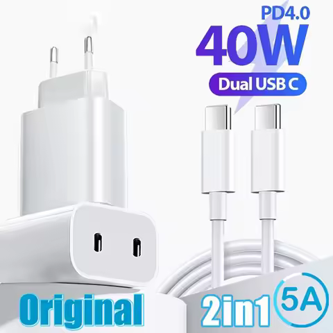 40W Orginal Charger Dual PD Ports Type C Charger Fast Charging Power Adapter For iPhone15 14 Xiaomi