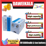 Daweikala 6800mAh 9V li-ion Battery 6F22 9V Rechargeable Battery For Microphone Multimeter RC Toys T