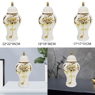 [szxflie3xh] Ceramic Ginger Jar Ginger Vase with Lid Collection Ceramic Flower Vase for