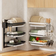 Cup Dishes Integrated Wall-Mounted Kitchen Drain Rack Storage Rack Pull-Out Multi-Layer Sink Dish Ra
