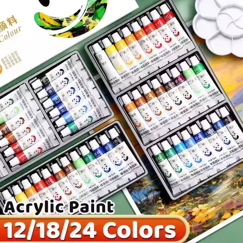 Acrylic paint set - 12/18/24 colors, 5ml/0.17 ounces, waterproof and portable art, rich in pigment, 