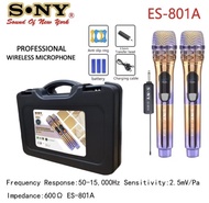 MIC SONY ES-801A UHF Microphone koper professional Double Wireless Led batrai 3pcs cas ulang tipey b