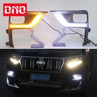 Car LED DRL 12V Daylights  For Toyota Prado 150 FJ150 LC150 2018 2019 Yellow Turn Signal Daytime Run