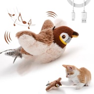 Interactive Cat Toys Rechargeable Chirping Flapping Bird(no Flying) with Catnip for Indoor Cats Touc