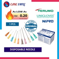 Needle Jarum Syringe Picagari Sterile 1's TERUMO UNIGLOVES NIPRO - 18G 21G 22G 23G 24G 25G 26G 27G 3