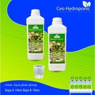 Hydroponics A&B Liquid Fertilizer for Leafy Greens,Fruit,Flower A 1Liter & B 1Liter