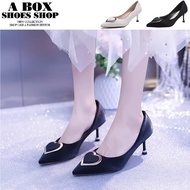 Checked Shop * [KL816] Heel High 6.5CM French Heels Leather Big Heart Decoration Stiletto Mid-Heel P