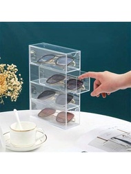 1入組透明抽屜式眼鏡收納盒，太陽眼鏡展示架
