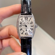 Franck Muller/Barrel-Shaped Watch 18K White Gold Diamond Manual Mechanical Female Watch