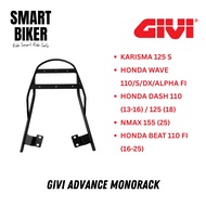 GIVI MV Monorack Advance Motorcycle Rear Rack EZ115 / EGO GEAR / EGO SOLARIZ / EGO AVANTIZ