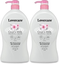 Lovercare Goat's Milk Moisturizing Body Wash Milk Shower Cream Royal Cherry Blossom 40.7 Fl.Oz - Pack of 2