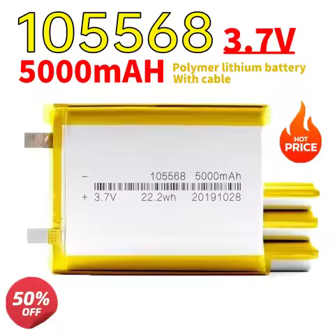1-10PCS 105568 3.7V 5000mAh Lithium Polymer LiPo Li-Po Rechargeable Battery for Power Bank DIY Hand 