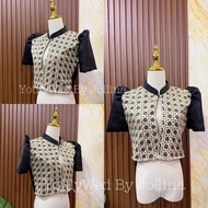 Modern Filipiniana Bolero Collar With banig front design (Taiwan Jusi)