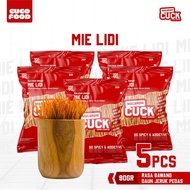 Macaroni Cuck Mie Lidi Pedas Daun Jeruk 5 pcs x 80 Gram Kemasan Reguler Macaroni Cuck Snack Cemilan 