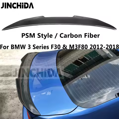 PSM Style Real Carbon Fiber Rear Spoiler Wing For BMW 3 Series F30 & M3 F80 4-door Sedan 2012-2018 3