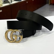 全新GUCCI男士皮帶 寬4CM 黑色光滑牛皮 397660 AP00T 1000 雙G復古金扣 #BRAND NEW #香榭站正品